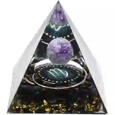 一点潮玩 十二星座 黑曜石水晶石金字塔摆件 玩具