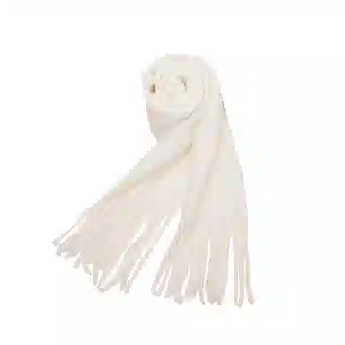 纳兰杜 流苏长款百搭时尚小清新保暖加厚 聚酯纤维 绒线围巾 女款 白色