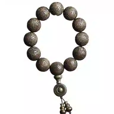 泽艺缘 保真乌木雕刻五福 阴沉木 手串 男款