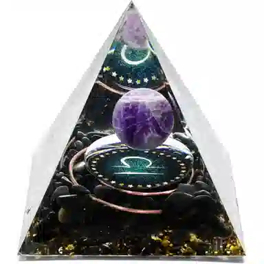 一点潮玩 十二星座 黑曜石水晶石金字塔摆件 玩具