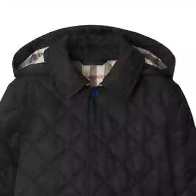 Burberry FW24 Quilted Hoodie Cotton Jacket Black Kids