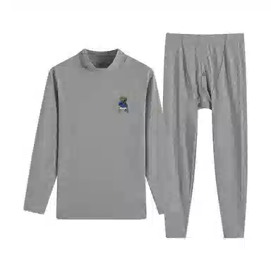 贴身领域 纯棉秋衣秋裤中领薄款半高领全棉毛衫内衣冬保暖套装 男款