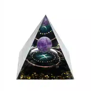 一点潮玩 十二星座 黑曜石水晶石金字塔摆件 玩具