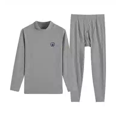 贴身领域 纯棉秋衣秋裤中领薄款半高领全棉毛衫内衣冬保暖套装 男款