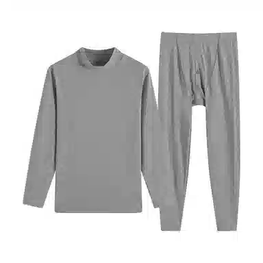 贴身领域 纯棉秋衣秋裤中领薄款半高领全棉毛衫内衣冬保暖套装 男款