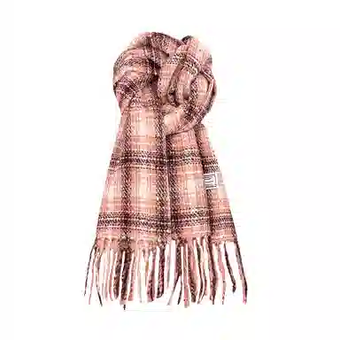 北极绒 秋冬高级感季韩版显白彩点格纹学生时尚百搭保暖氛围感 绒线围巾 男女同款情侣款