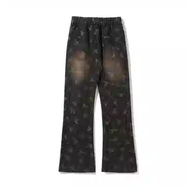 寻星记 高街美式设计感复古水洗做旧牛仔裤 男女同款