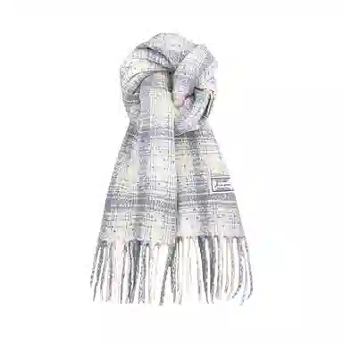 北极绒 秋冬高级感季韩版显白彩点格纹学生时尚百搭保暖氛围感 绒线围巾 男女同款情侣款