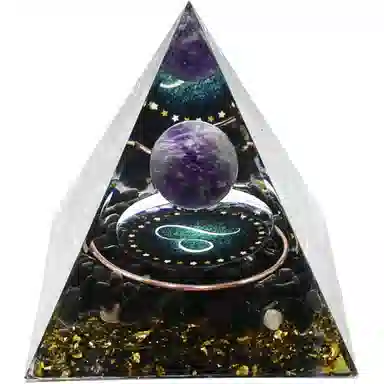 一点潮玩 十二星座 黑曜石水晶石金字塔摆件 玩具