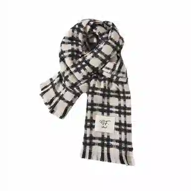 北极绒 配大衣高级感韩版百搭格子软糯加厚保暖氛围感 绒线围巾 男女同款情侣款