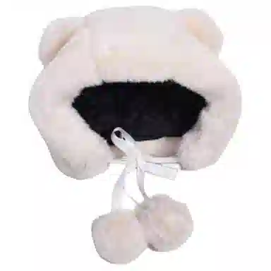 山一丸 熊耳朵帽子秋冬季甜美可爱韩版毛毛绒防风保暖护耳骑车帽 棉类混纺 绒线帽 男女同款情侣款