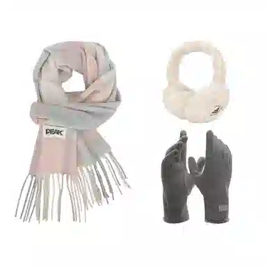 匹克 秋冬保暖套装 柔软亲肤甜美小清新 流苏撞色韩风 聚酯纤维 绒线围巾 男女同款情侣款