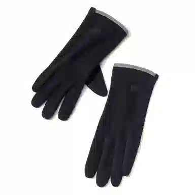 上海故事 秋冬季加绒保暖个性线条拼色户外骑车开车骑行触屏 聚酯纤维 绒线手套 女款