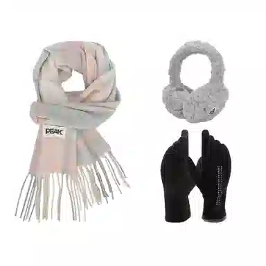 匹克 秋冬保暖套装 柔软亲肤甜美小清新 流苏撞色韩风 聚酯纤维 绒线围巾 男女同款情侣款