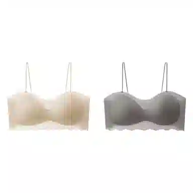 棉基因 无痕冰丝美背细肩带薄款小胸聚拢抹胸防走光少女百搭文胸 女款 组合装