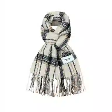 北极绒 日系复古氛围感深棕色格子秋冬学生加厚保暖百搭气质格纹咖啡色高级感条纹围脖 聚酯纤维 绒线围巾 男女同款情侣款