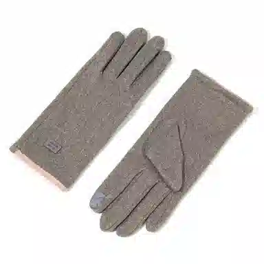 上海故事 秋冬季加绒保暖个性线条拼色户外骑车开车骑行触屏 聚酯纤维 绒线手套 女款