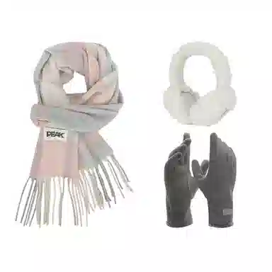 匹克 秋冬保暖套装 柔软亲肤甜美小清新 流苏撞色韩风 聚酯纤维 绒线围巾 男女同款情侣款