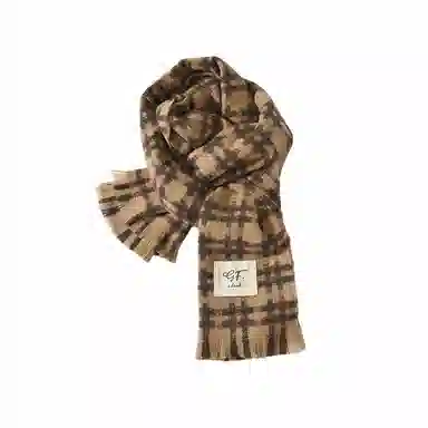 北极绒 配大衣高级感韩版百搭格子软糯加厚保暖氛围感 绒线围巾 男女同款情侣款