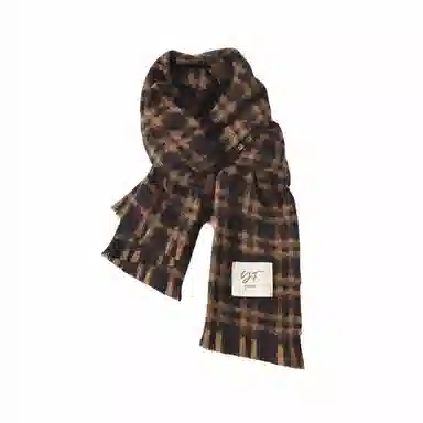 北极绒 配大衣高级感韩版百搭格子软糯加厚保暖氛围感 绒线围巾 男女同款情侣款