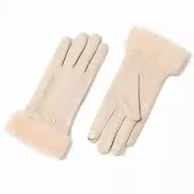 上海故事 秋冬季毛毛口 保暖可爱加绒加厚 骑行触屏冬天日系 聚酯纤维 绒线手套 女款