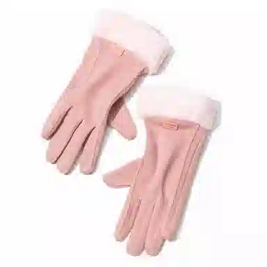 上海故事 秋冬季毛毛口 保暖可爱加绒加厚 骑行触屏冬天日系 聚酯纤维 绒线手套 女款