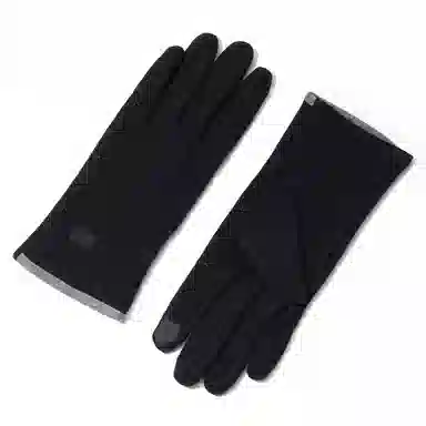 上海故事 秋冬季加绒保暖个性线条拼色户外骑车开车骑行触屏 聚酯纤维 绒线手套 女款