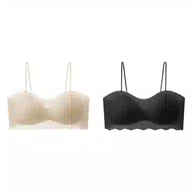 棉基因 无痕冰丝美背细肩带薄款小胸聚拢抹胸防走光少女百搭文胸 女款 组合装