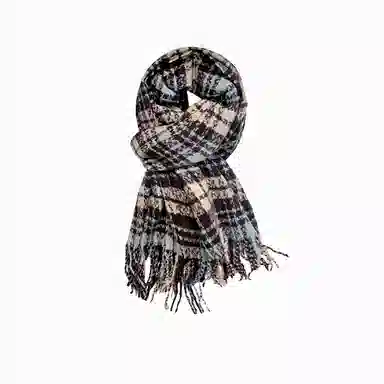 北极绒 网红格子高级感秋冬加厚保暖披肩干枯玫瑰粉围脖 绒线围巾 女款