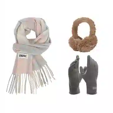 匹克 秋冬保暖套装 柔软亲肤甜美小清新 流苏撞色韩风 聚酯纤维 绒线围巾 男女同款情侣款