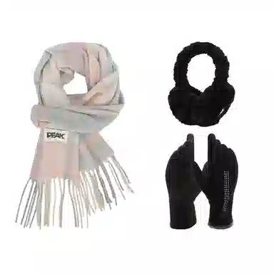 匹克 秋冬保暖套装 柔软亲肤甜美小清新 流苏撞色韩风 聚酯纤维 绒线围巾 男女同款情侣款