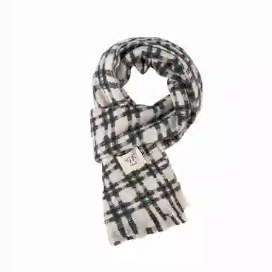 北极绒 配大衣高级感韩版百搭格子软糯加厚保暖氛围感 绒线围巾 男女同款情侣款