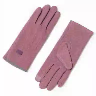 上海故事 秋冬季加绒保暖个性线条拼色户外骑车开车骑行触屏 聚酯纤维 绒线手套 女款