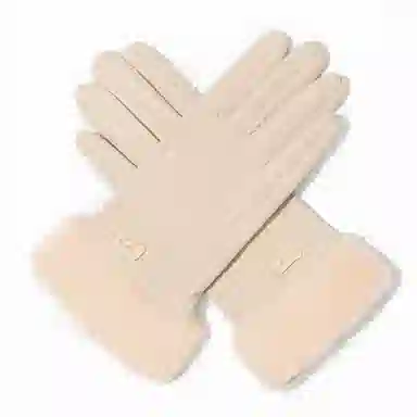 上海故事 秋冬季毛毛口 保暖可爱加绒加厚 骑行触屏冬天日系 聚酯纤维 绒线手套 女款