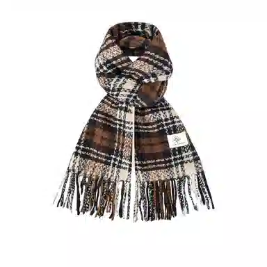 北极绒 网红格子高级感秋冬加厚保暖披肩干枯玫瑰粉围脖 绒线围巾 女款