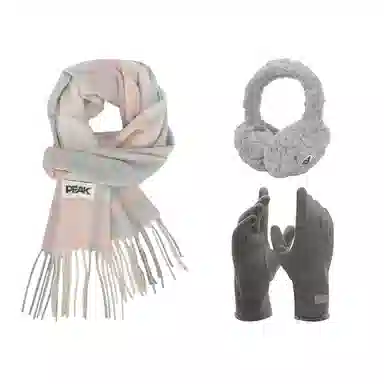 匹克 秋冬保暖套装 柔软亲肤甜美小清新 流苏撞色韩风 聚酯纤维 绒线围巾 男女同款情侣款