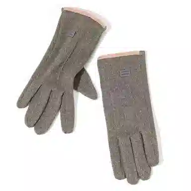 上海故事 秋冬季加绒保暖个性线条拼色户外骑车开车骑行触屏 聚酯纤维 绒线手套 女款