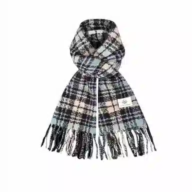 北极绒 网红格子高级感秋冬加厚保暖披肩干枯玫瑰粉围脖 绒线围巾 女款