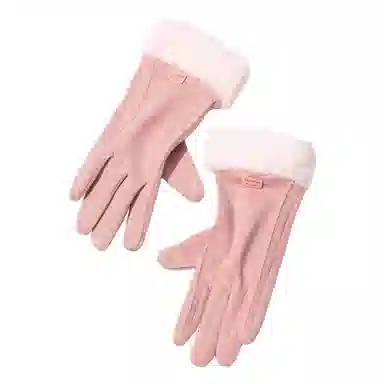 上海故事 秋冬季毛毛口 保暖可爱加绒加厚 骑行触屏冬天日系 聚酯纤维 绒线手套 女款