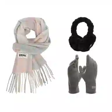 匹克 秋冬保暖套装 柔软亲肤甜美小清新 流苏撞色韩风 聚酯纤维 绒线围巾 男女同款情侣款