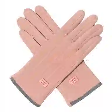 上海故事 秋冬季加绒保暖个性线条拼色户外骑车开车骑行触屏 聚酯纤维 绒线手套 女款