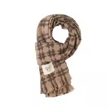 北极绒 配大衣高级感韩版百搭格子软糯加厚保暖氛围感 绒线围巾 男女同款情侣款