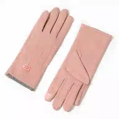 上海故事 秋冬季加绒保暖个性线条拼色户外骑车开车骑行触屏 聚酯纤维 绒线手套 女款