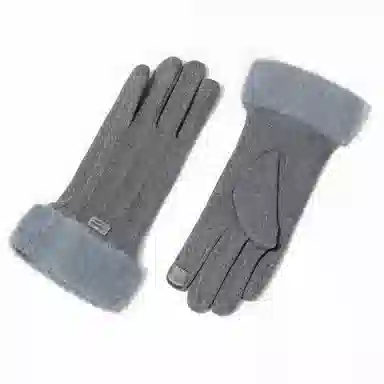 上海故事 秋冬季毛毛口 保暖可爱加绒加厚 骑行触屏冬天日系 聚酯纤维 绒线手套 女款