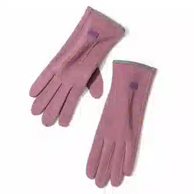 上海故事 秋冬季加绒保暖个性线条拼色户外骑车开车骑行触屏 聚酯纤维 绒线手套 女款