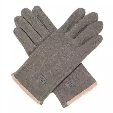 上海故事 秋冬季加绒保暖个性线条拼色户外骑车开车骑行触屏 聚酯纤维 绒线手套 女款