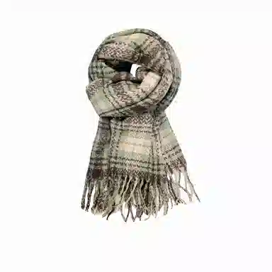 北极绒 网红格子高级感秋冬加厚保暖披肩干枯玫瑰粉围脖 绒线围巾 女款