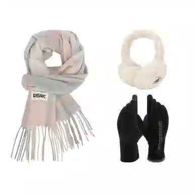 匹克 秋冬保暖套装 柔软亲肤甜美小清新 流苏撞色韩风 聚酯纤维 绒线围巾 男女同款情侣款