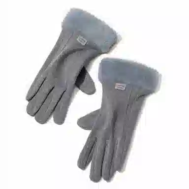 上海故事 秋冬季毛毛口 保暖可爱加绒加厚 骑行触屏冬天日系 聚酯纤维 绒线手套 女款