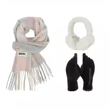 匹克 秋冬保暖套装 柔软亲肤甜美小清新 流苏撞色韩风 聚酯纤维 绒线围巾 男女同款情侣款